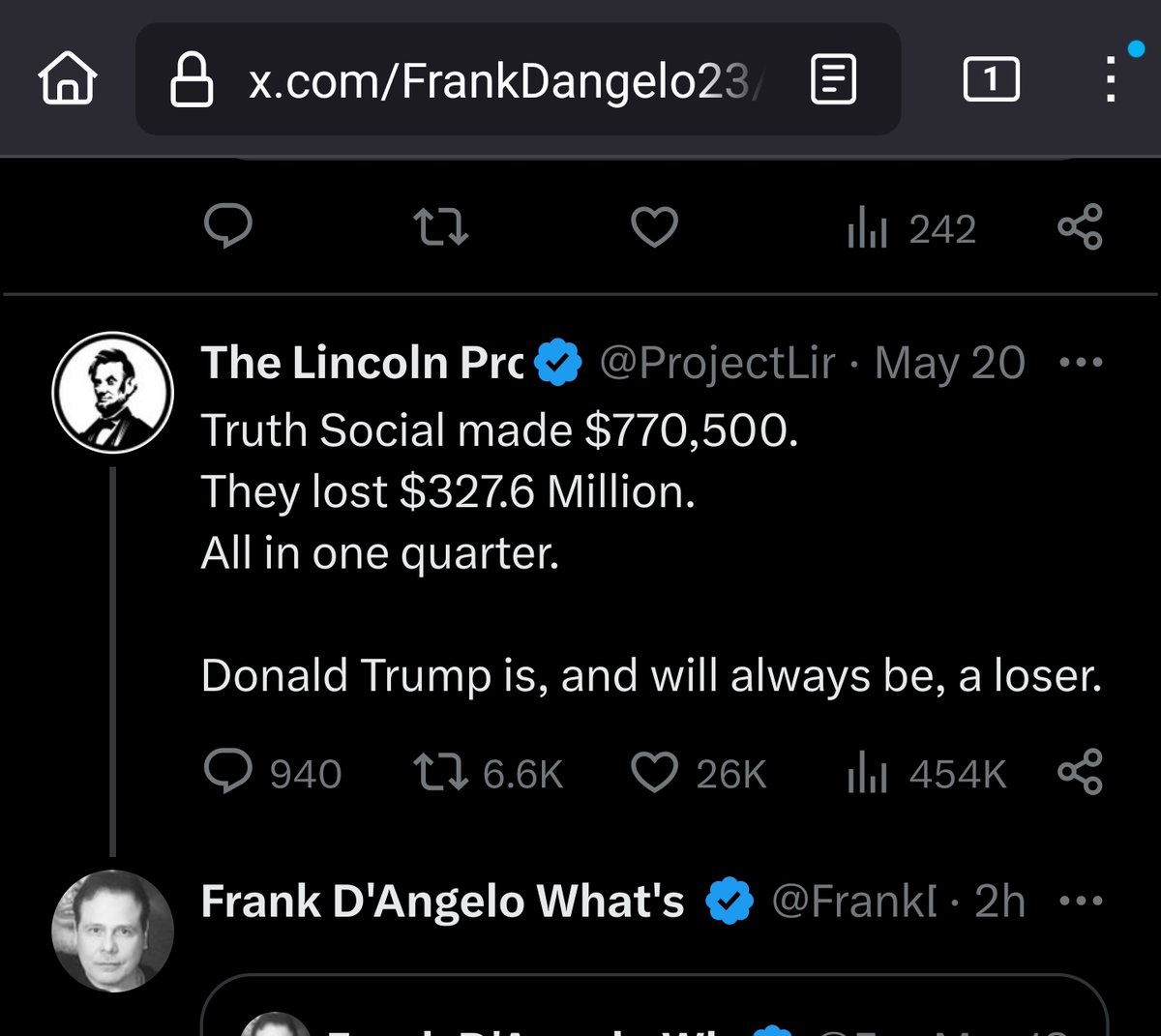 Frank D'Angelo chiming in on how bad Trump is in business is a severe lack of self-awareness. #Bankrupt | #Loser | #Douchebag