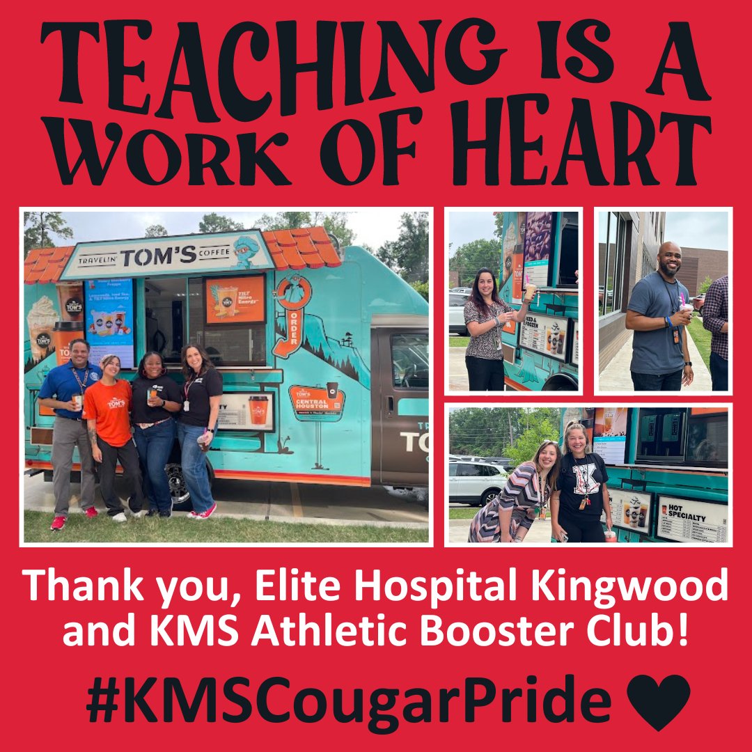 ☕ It's never too late to treat our amazing educators to their favorite brews for #TeacherAppreciationWeek. A big Cougar THANK YOU to @EliteKingwood Hospital and the KMS Athletic Booster for sponsoring @Travelin_Toms Coffee Truck! #KMSCougarPride🐾