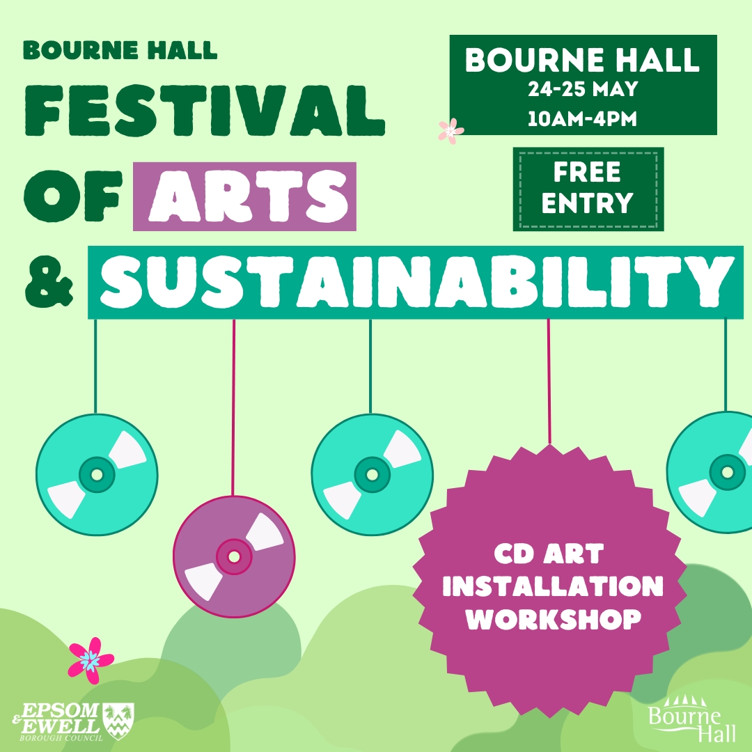 Only 2 days to go until the start of Bourne Hall's Festival of Arts and Sustainability. 🦋 One of the many activities on offer is a workshop run by Creative Minds where visitors can paint old CDs for a community art installation. Find out more: orlo.uk/gP8pX