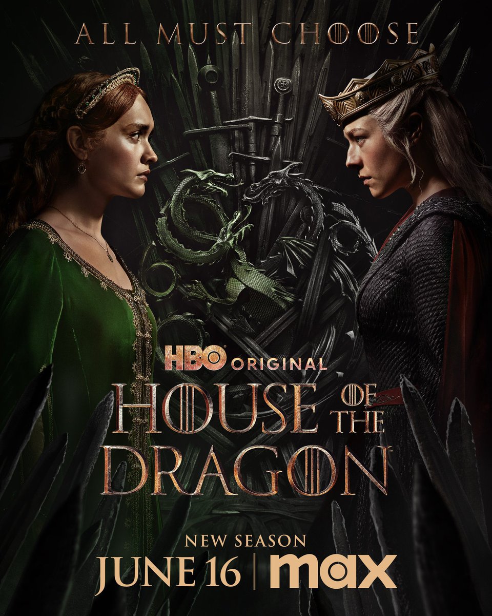 New poster for ‘HOUSE OF THE DRAGON’ Season 2. Releasing June 16 on HBO.