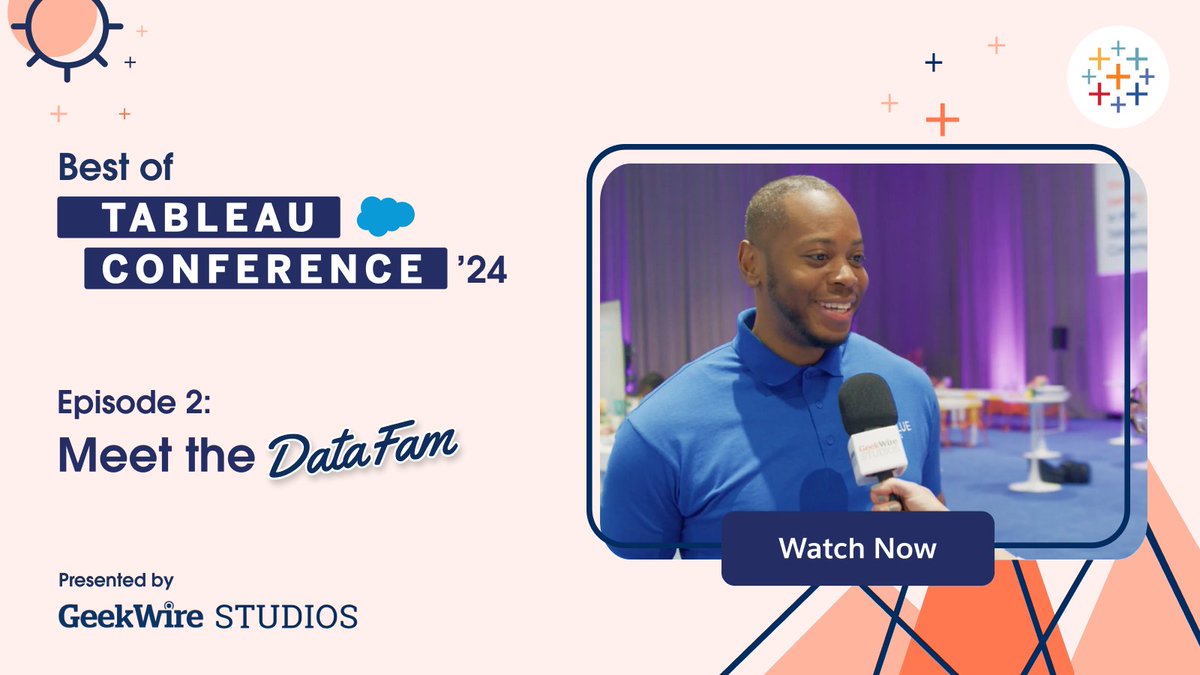 #GeekWireStudios #Sponsored Episode 2 of the Best of @Tableau Conference '24 series, presented by GeekWire Studios, is available now! Watch 'Meet The DataFam' at youtu.be/5j0prKjQxR4 and explore the series at geekwire.com/tableauconfere… #Data24