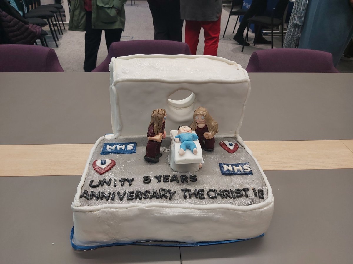 It's 5 years since we treated our first patient on #MRLinac - amazing to celebrate with colleagues &amp; patients! Thank you to all our supporters!☺ <a href="/mr_linac/">MR-Linac Consortium</a> <a href="/TheChristieNHS/">The Christie NHS</a> <a href="/MCRCnews/">Manchester Cancer Research Centre</a> <a href="/UoM_DCS/">Division of Cancer Sciences</a> <a href="/TheChristie/">The Christie Charity</a> <a href="/CRUKresearch/">Science and Innovation at Cancer Research UK</a> <a href="/UKRI_News/">UK Research and Innovation</a> <a href="/RT_physics/">RTphysics Manchester</a> <a href="/Elekta/">Elekta</a>  <a href="/Philips/">Philips</a> 
And we have 🎂