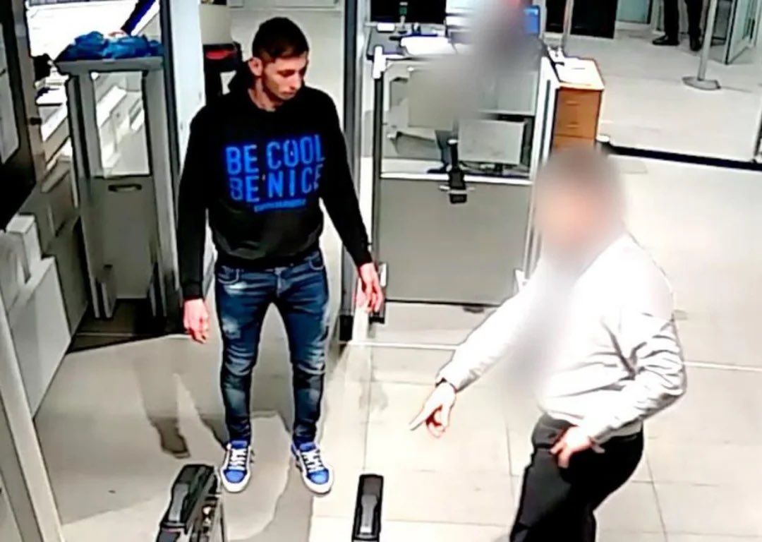 The last image of Argentine soccer player Emiliano Sala before his plane crashed into the English Channel. 

In January 2019, Sala completed a transfer to Cardiff City football club from FC Nantes. 

He completed his medical on January 19th and Cardiff and was scheduled to fly