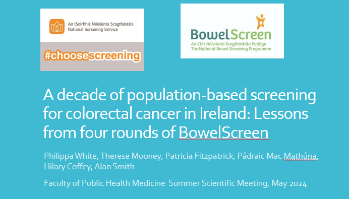 Congratulations to Dr Philippa White, Specialist Registrar in Public Health Medicine, for winning best overall short presentation at this week's @RCPI_news Faculty of Public Health Medicine Summer Scientific Meeting. #BowelScreen #ChooseScreening