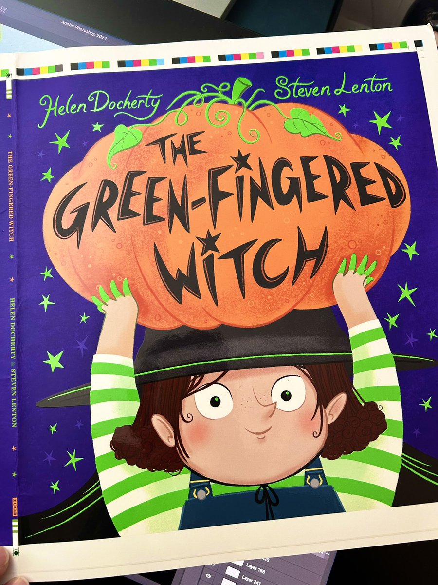 Can now share the Green-Fingered Witch cover proof showing the finishes - gorgeous neon green Pantone and spot UV - designer Candice at @HarperCollinsCh really went to town on this one 💚🎃💚@docherty_helen