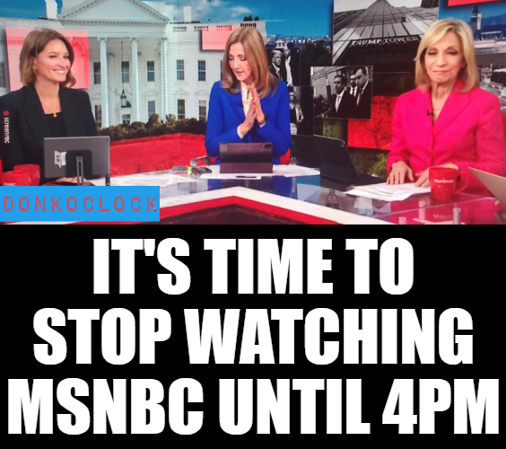 Andrea Mitchell kicks off her show by calling him President Trump. While Katy Tur is busy checking what talking points she needs to include. I won't tune back into @MSNBC until @DeadlineWH. Drop a 💙if you think MSNBC president @RJonesNews needs to fix it.