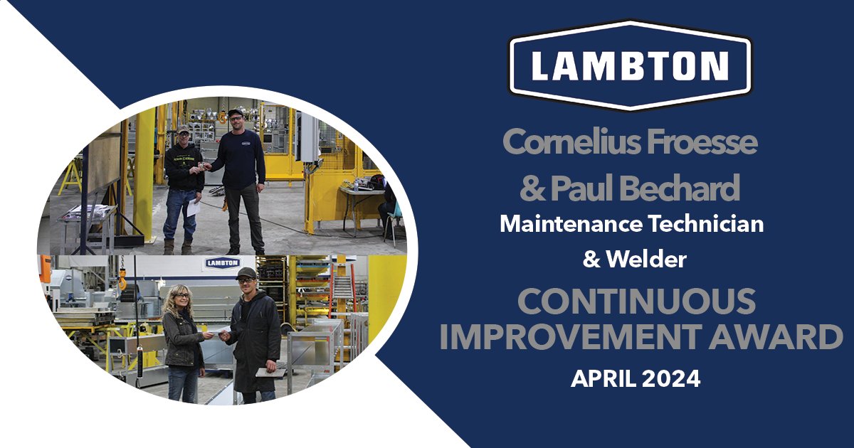 ConveyorLambton's tweet image. The Continuous Improvement recognition for April 2024 goes to both Cornelius Froesse and Paul Bechard for the fabrication and installation of the new jib crane. 

Thank you to Cornelius and Paul!

#ContinuousImprovment #CI #Teamwork