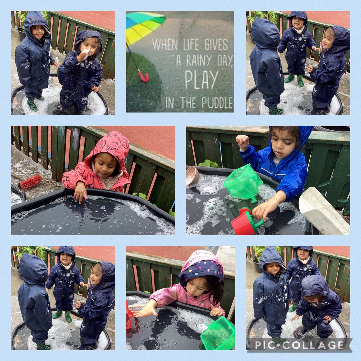 BSPDNursery's tweet photo. The children @BSPDNursery had lots of rainy day fun today. #rainyday #splashinginpuddles #outdoorplay https://t.co/jU2HY4oF3P