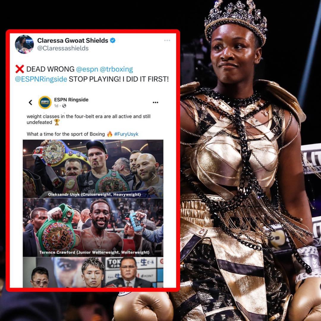 Respect to Undefeated Claressa “GWOAT” Shields Who is the first to become 3 Time Undisputed World Champion in 2 Weight Divisions in the 4 Belt Era Male or Female. 🙌🥊#claressashields #gwoat #poundforpound #undisputed #womensboxing #boxinglegend #boxinggreats #fighthooknews