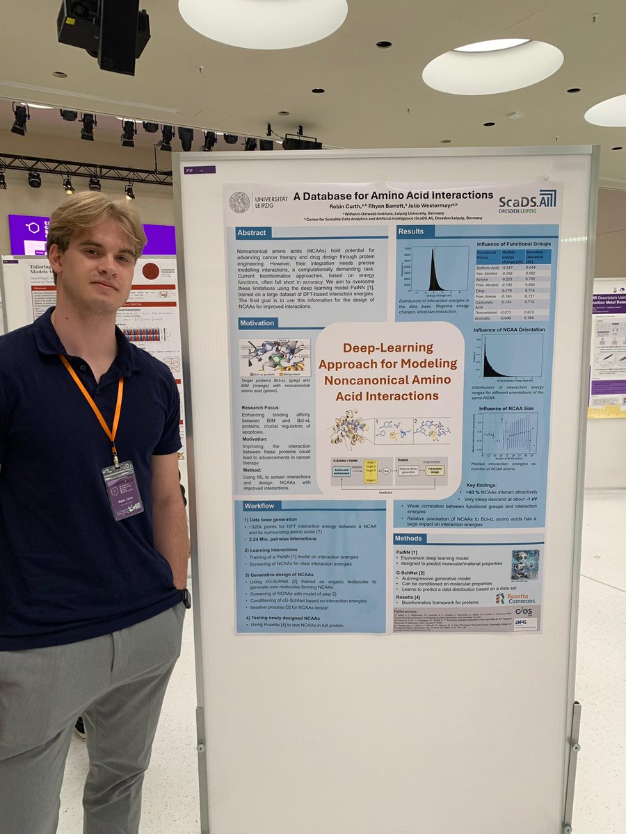 Happy to present my first poster at #CCSC2024! Come by if you happen to be in heidelberg!
Can‘t to start my PhD soon on generative learning (funded by <a href="/Sca_DS/">ScaDS.AI Dresden/Leipzig</a>) 😎 #DL #ML #compchem <a href="/WOI_UL/">WOI</a> <a href="/JWestermayr/">Julia Westermayr</a>