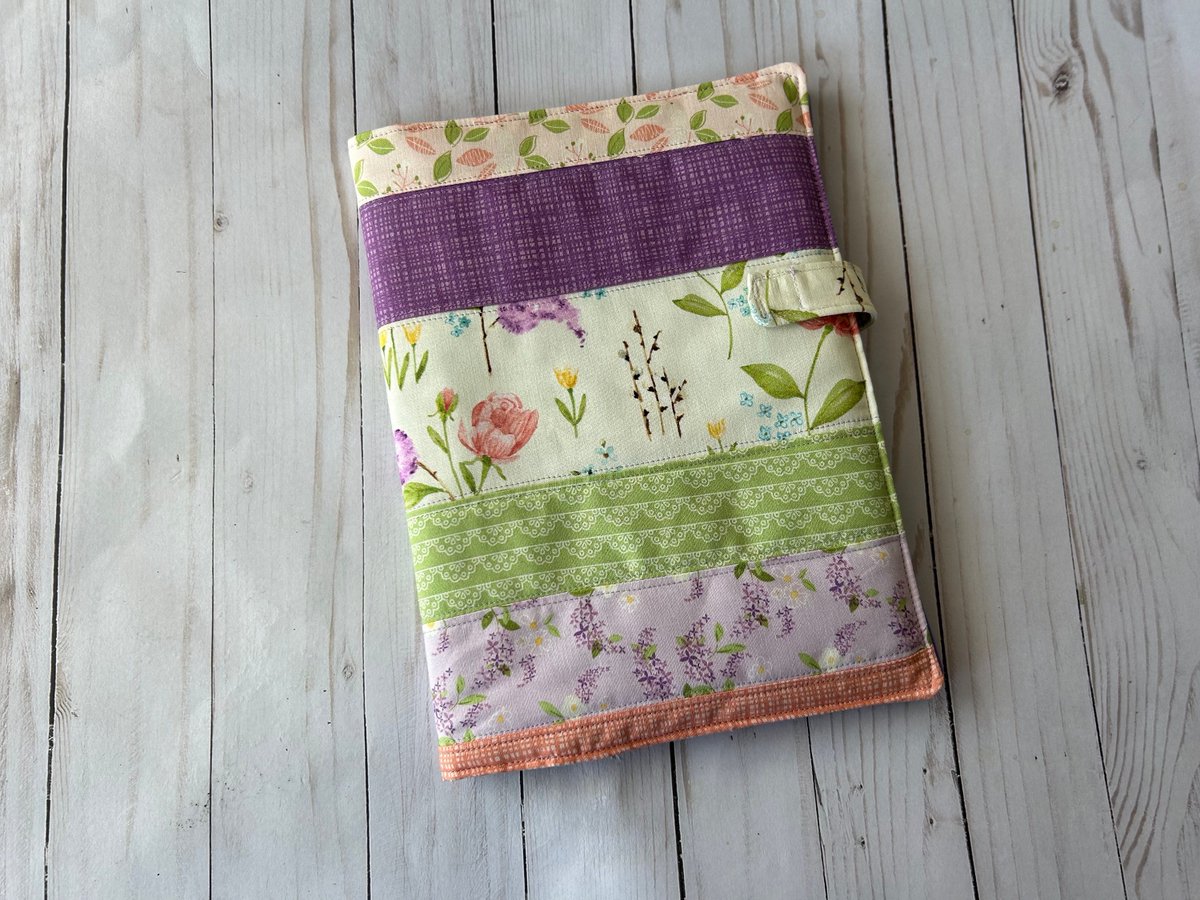 Spring Floral Patchwork Composition Notebook Cover tuppu.net/448f32b8 #craftbizparty #craftshout #PurpleNotebook