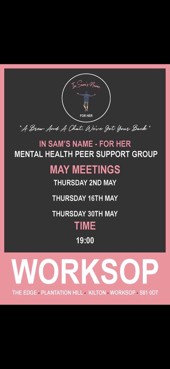 Here our meetings for the rest of the month including a double header for male groups in Ollerton and Worksop.

If you’re free on any of these dates why not come along.

#mentalhealth #alreytbod #ollerton #worksop #ollertontownfc #worksoptownfc #bassetlaw