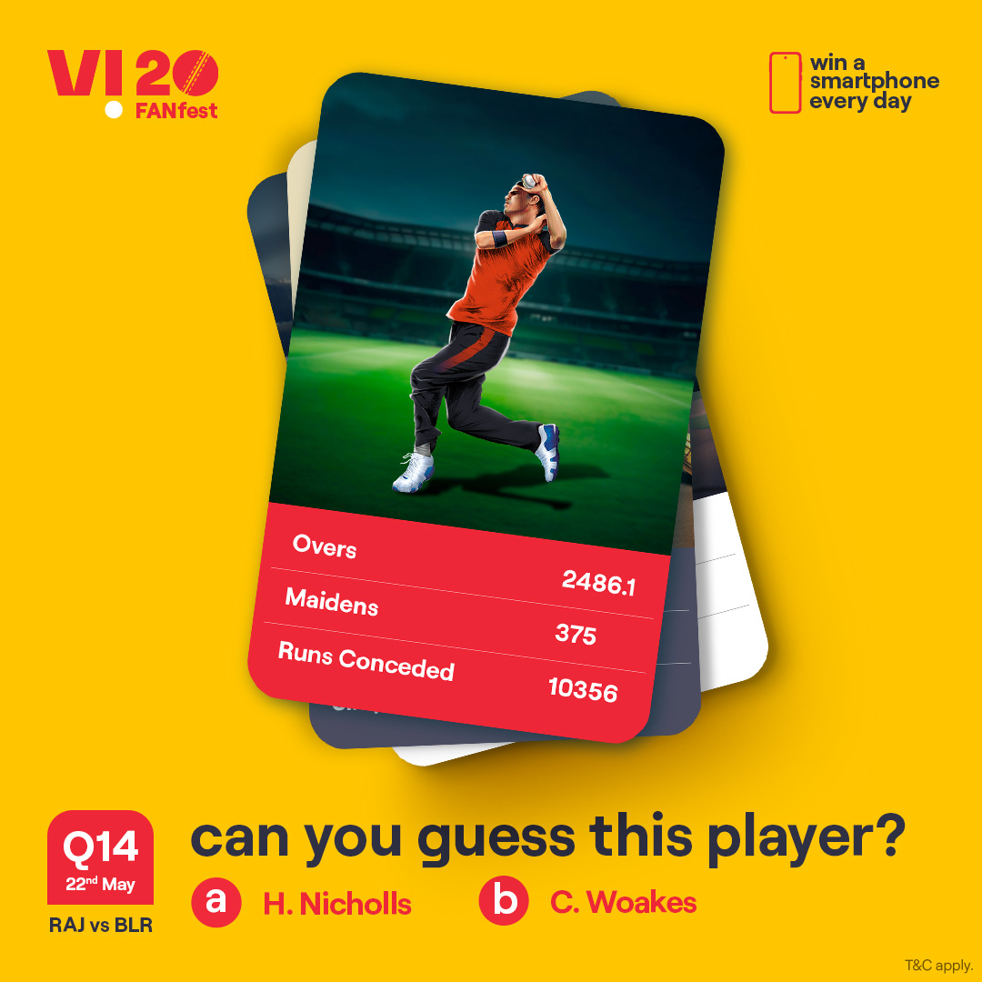 A challenge that separates the cricket experts from the rest. Identify this player and you stand a chance to win a smartphone every day. 1. Follow our page 2. ⁠Comment the right answers with #Vi20FANfest #ChallengeAlert #WinPrizes #Quiz #Challenge #ParticipateAndWin #RAJvsBLR