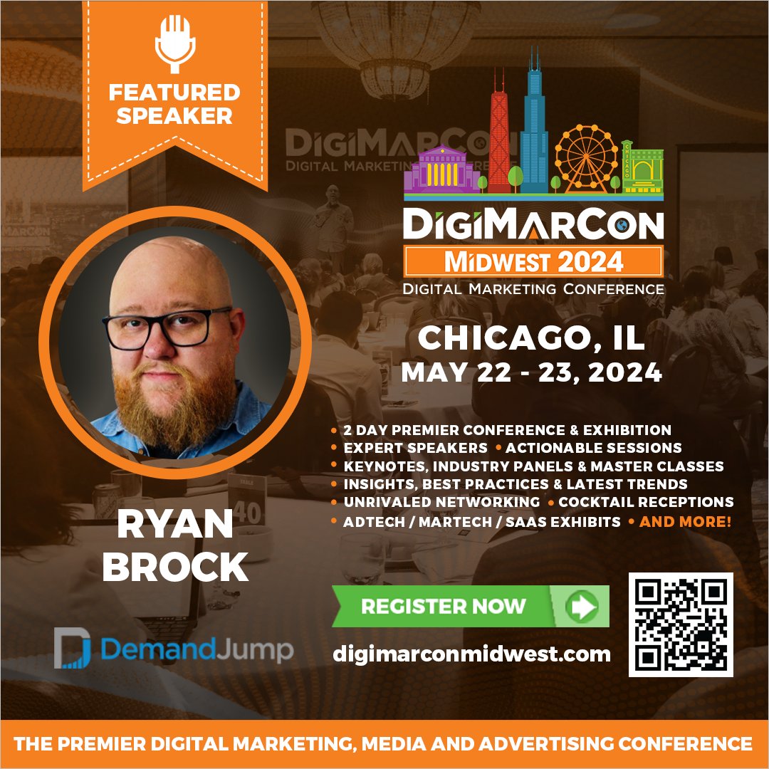 It's happening! Ryan Brock from #DemandJump is taking the stage at #DigiMarConMidwest 2024 at Soldier Field in Chicago, Illinois. Tune in live for game-changing strategies and expert tips! digimarconmidwest.com

#DigitalMarketing #MarketingEvent #DigiMarCon  #Chicago