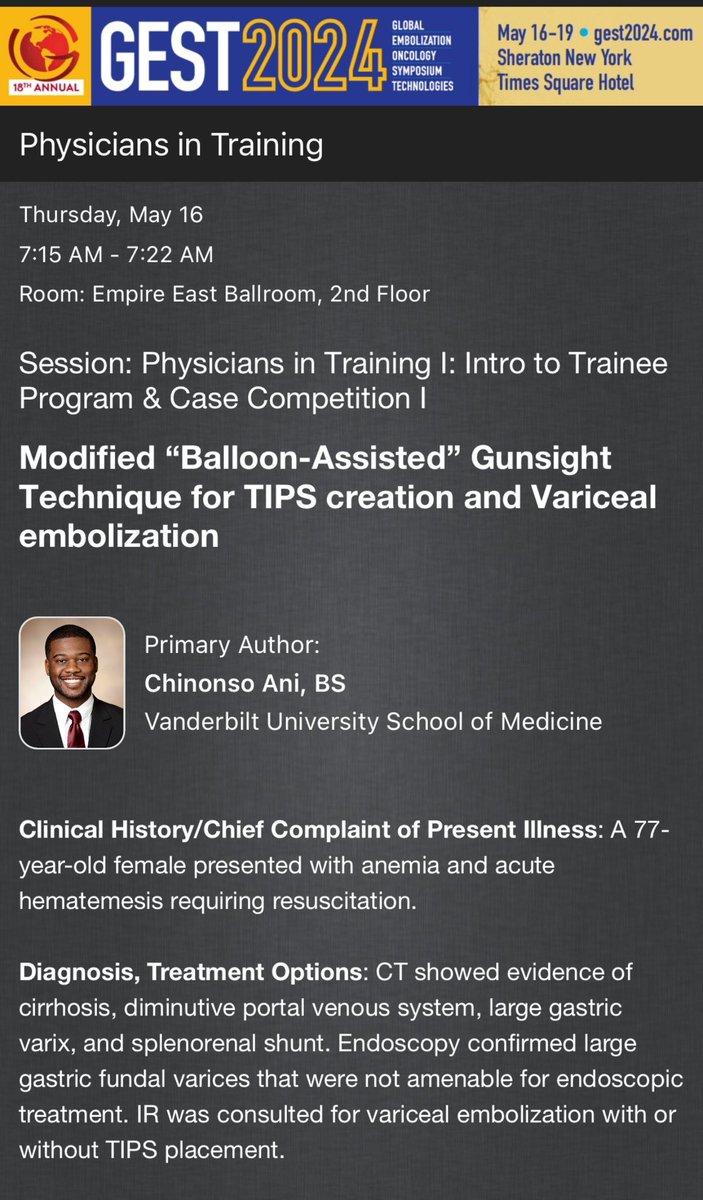 Chinonso Ani (@chinonsoani_) on Twitter photo Appreciated the opportunity to attend #GEST2024 this past weekend. Learned about of new innovations, connected with other #FutureRadRes and gave my first oral presentation! Thanks to <a href="/NVoutsinas/">Nicholas Voutsinas, MD, MBA, RPVI</a> for his continued mentorship and help with this project! <a href="/thegestgroup/">GEST -Global Embolization Symposium & Technologies</a> #GEST24 #VIR Appreciated the opportunity to attend #GEST2024 this past weekend. Learned about of new innovations, connected with other #FutureRadRes and gave my first oral presentation! Thanks to <a href="/NVoutsinas/">Nicholas Voutsinas, MD, MBA, RPVI</a> for his continued mentorship and help with this project! <a href="/thegestgroup/">GEST -Global Embolization Symposium & Technologies</a> #GEST24 #VIR
