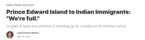 Canada's smallest province, Prince Edward Island, has become the first to push back against mass immigration. The Indian community in PEI is not taking it very well, threatening ''hunger strikes to the death.'' THREAD 🧵