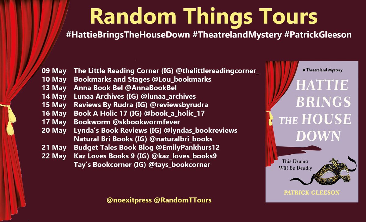 MASSIVE THANKS #RandomThingsTours Bloggers for supporting #HattieBringsTheHouseDown by #PatrickGleeson with @noexitpress Please share reviews on Amazon/Goodreads @skbookwormfever