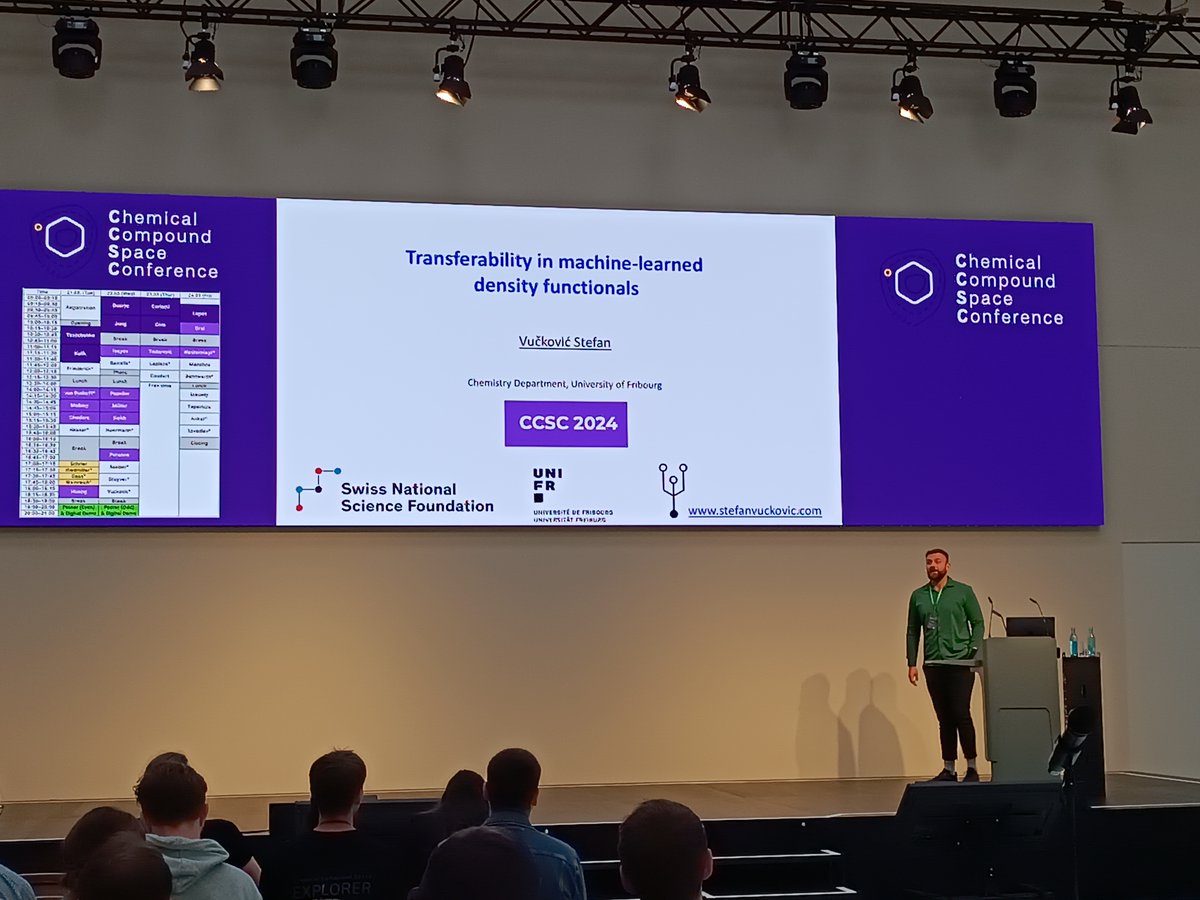 The last presentation of today is hosted professor Stefan Vuckovic  <a href="/stefan_theochem/">Stefan Vučković</a> from the university of Fribourg with a stance on transferability in machine-learned density functionals #CCSC2024