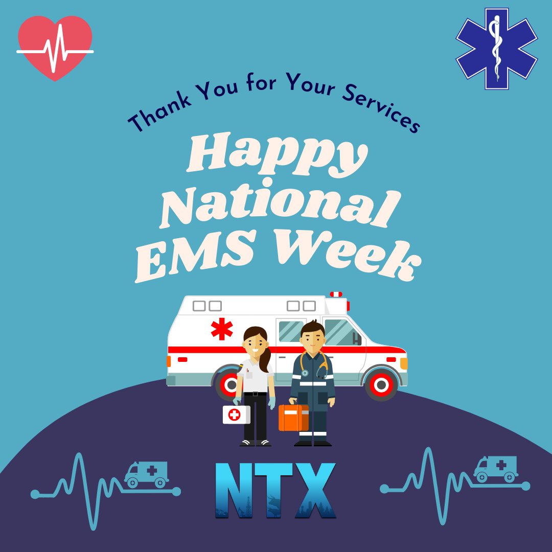 We want to extend our gratitude and honor all EMS professionals for the important work they do in serving our communities. Happy National EMS Week! @colehamer @dbustamante1210 @Liz_Arch1 @CC034E @LillardDerick @NTXEVENTSTEAM