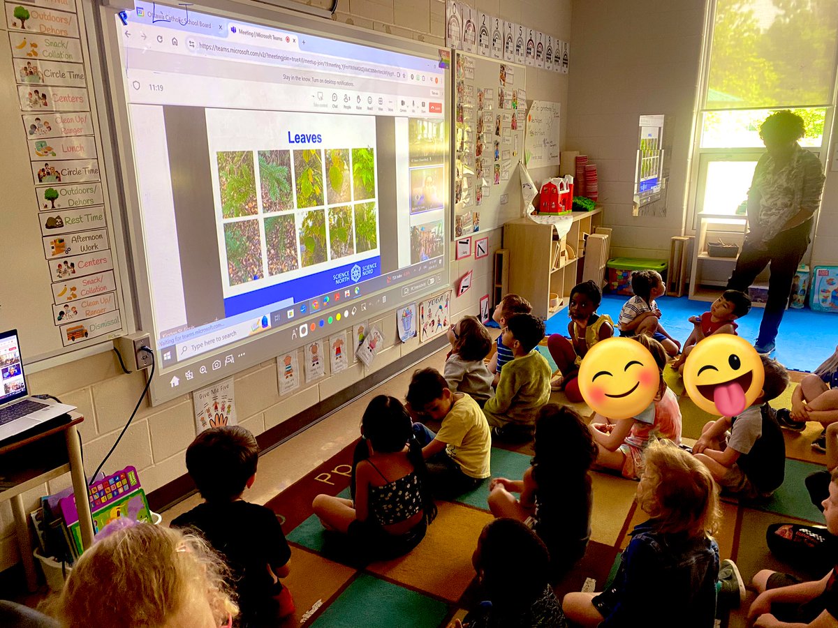 Leveraging digital & community partners with a @ScienceNorth interactive workshop. Thanks Kirsten for teaching us about living & non living things and the difference between broadleaf 🌳 & coniferous 🌲 trees. The experiment was awesome too! 🖍️ 💦 @ocsbEco @GShepherdOCSB #STEAM