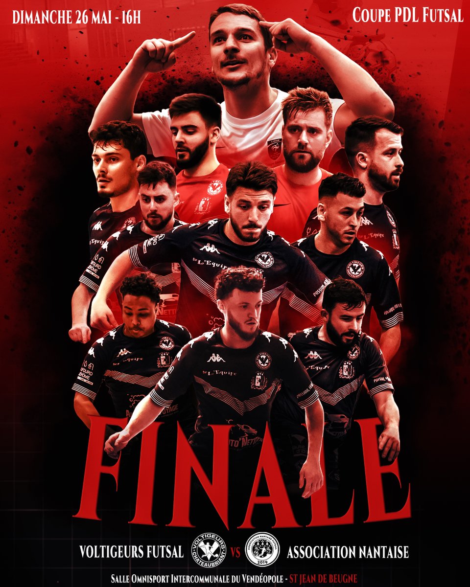Voltigeurs1907's tweet photo. 🏆FINALE COUPE PDL🏆

⚡️Notre R1 Futsal est en finale de la Coupe Pays de la Loire ! Pour la dernière du coach Bosqué, TOUS EN VENDÉE !

👋🏼 Association Nantaise Futsal
🗓️ Dimanche 26 Mai
⌚️ 16h00
📍 Saint-Jean de Beugne

#TeamVoltigeurs https://t.co/KeYcfoCVzS