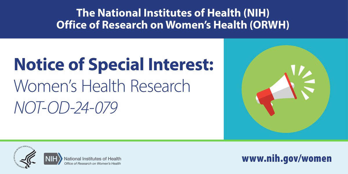 📣 Calling all researchers! ORWH and several NIH institutes and centers have issued a NOSI to highlight interest in receiving research applications focused on diseases & health conditions that predominantly affect women or are female specific. For more: bit.ly/3xcM8M6