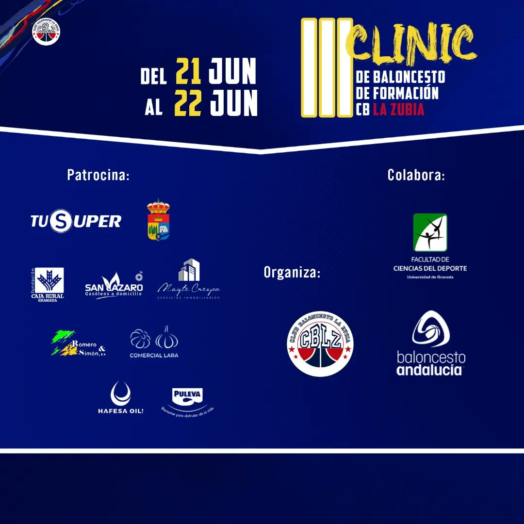 Ya podéis consultar las ponencias que nos presentarán nuestros invitados en el #IIIClinicCBLZ 

clubbaloncestolazubia.com/cartel-definit…