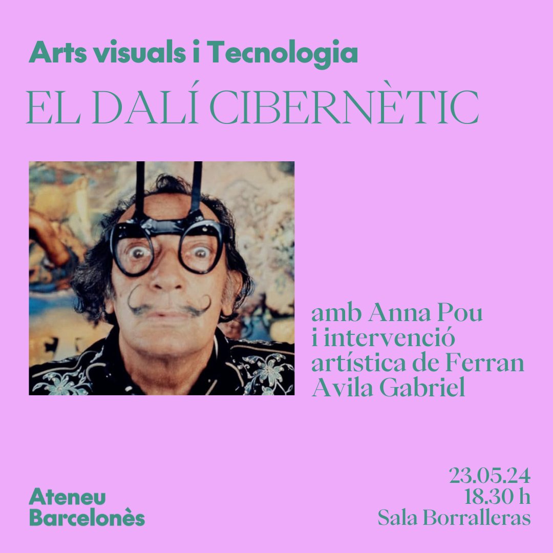 🎨 Dalí utilitzà la tecnologia en moltes de les seves obres 👉 Ana Pou ho ha investigat i ens ho explicarà en l'acte de la setmana vinent 'El Dalí cibernètic' 🖌️ Acompanyat d'una intervenció artística de Ferran Àvila i presentat per @_albafont 🗓️ Dijous 23 de maig 🕡 18.30 h