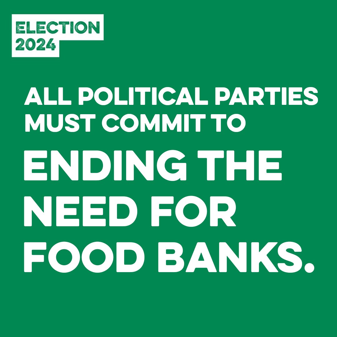 🚨 🧵 The General Election has been called. Last week, we announced over 3.1 MILLION emergency food parcels were provided by food banks in our network in the past year. All political parties must now commit to building a future where no one needs a food bank to survive.⤵️