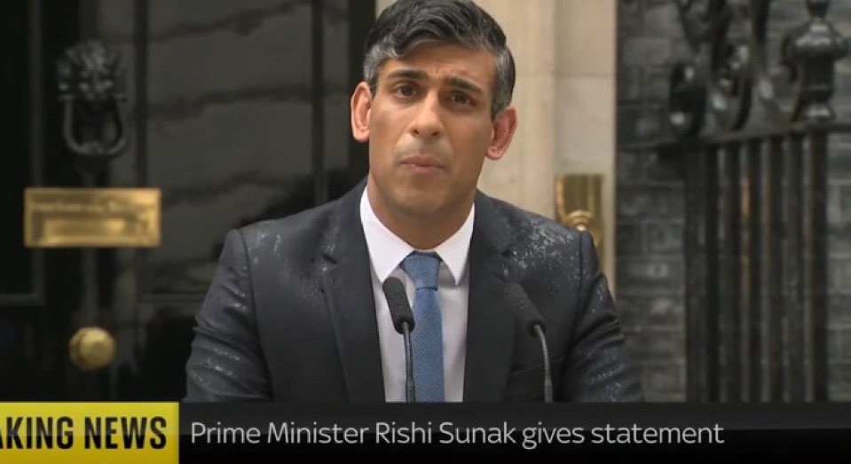 A soggy Rishi Sunak announcing a general election while 'Things Can Only Get Better' blares out feels quite on the nose..