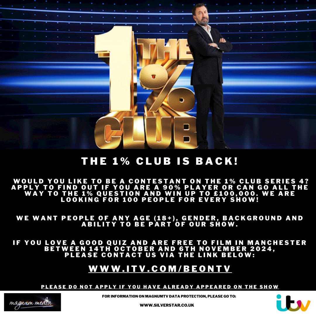 1PercentClubITV's tweet photo. Seems like it is a day of big announcements. 
Here's another....
https://t.co/oRTSDCt1wM
#the1percentclub https://t.co/5EkJHmiUyG