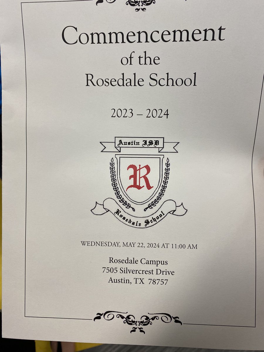 Let the 2024 @AustinISD high school graduations begin! The first of 16 is the @RosedaleSchool! Principal Matthew Nelson says that AISD flipped the script and saved the best for first. #AISDproud #AISDgrads