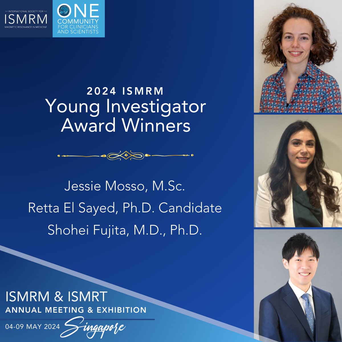 A big congratulations again to the winners of the 2024 ISMRM Young Investigator Awards! ow.ly/TfWr50RNZcl

#ISMRM #ISMRT #ISMRM2024 #ISMRT2024 #MRI #MagneticResonance #MR #MedicalImaging