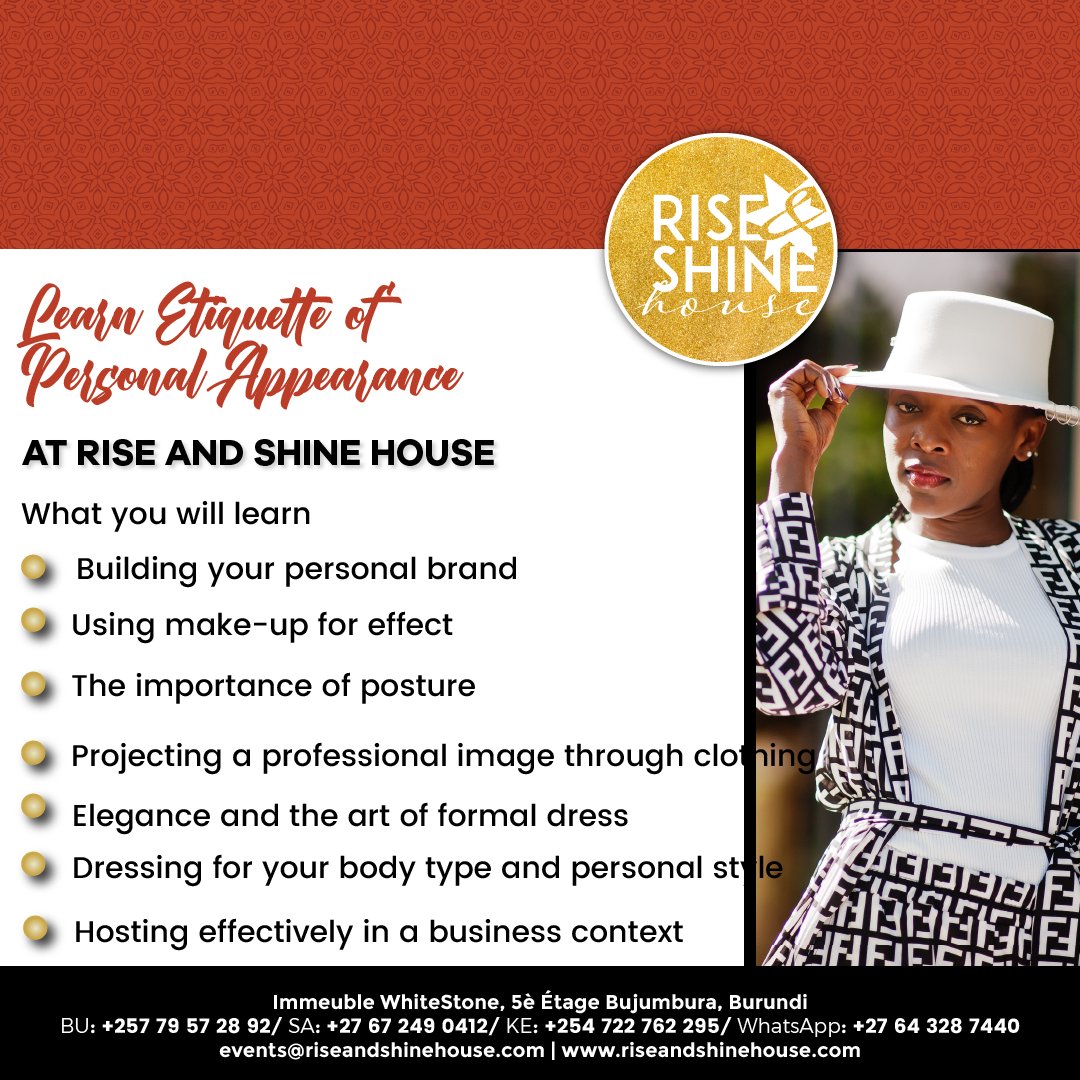 Nothing can stand against you with our professional guidance to master the art of Presence. With us, you can be an expert in the essentials of Personal Style and Professional Etiquette. #RiseWithUs #PersonalStyle #ProfessionalEtiquette