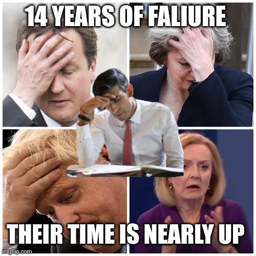 Bye Conservative party

You systematically tore this country apart

In 14 years you've left the NHS on its knees, collapsed public services, left us worse off

Your legacy will be that of corruption

In 43 days on July 4th the reign of croynism is over
#GeneralElection
#TorysOut