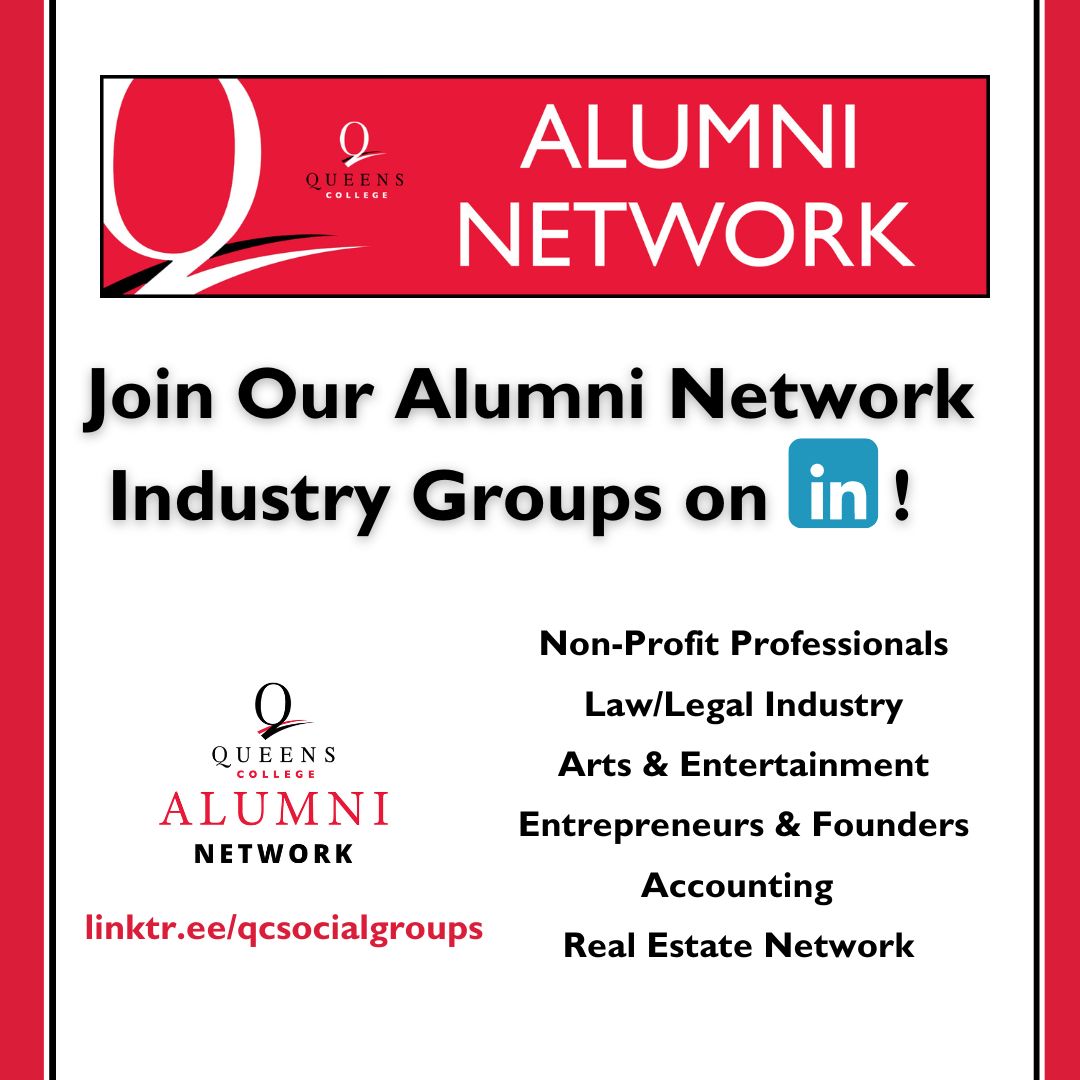 Looking to stay connected, explore industry opportunities, or share career openings with fellow grads? Join our Queens College Alumni Network on LinkedIn Groups today! 🤝✨ 🔗 linktr.ee/qcsocialgroups