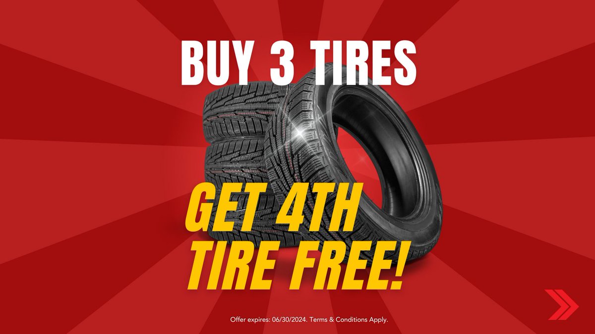 Rev up your ride with our exclusive offer! 🚗 Buy 3 tires and get the 4th one FREE! 🎉 Don't miss out on this incredible deal - call Kelowna Chrysler today to roll into savings! 250-763-6121📞 #TireDeal #KelownaChrysler