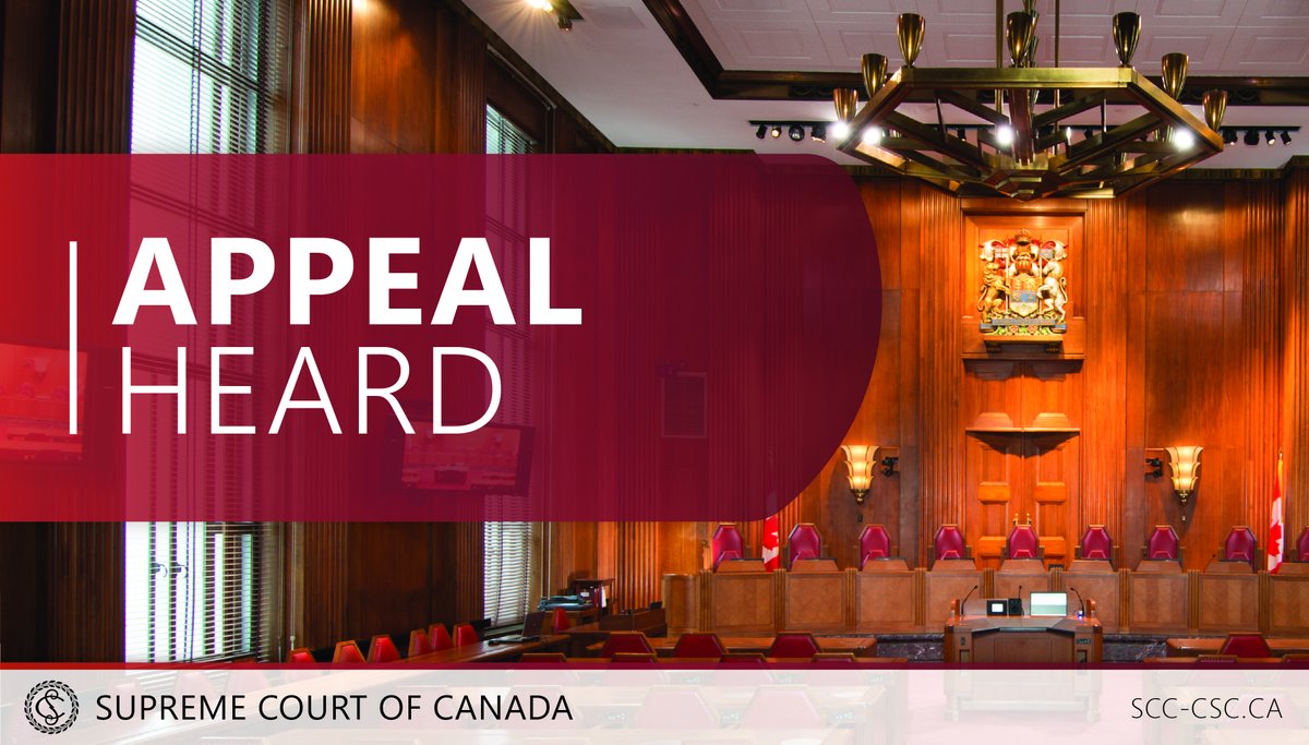 Today, the Supreme Court of Canada heard the following appeal and reserved its decision until a later date. decisions.scc-csc.ca/scc-csc/news/e…