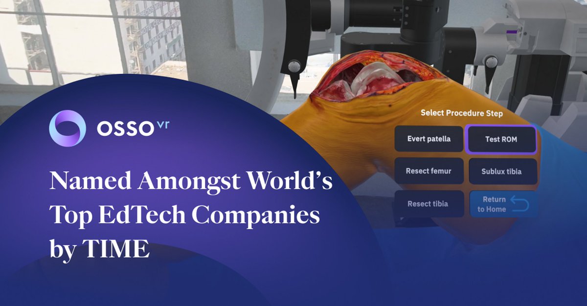 We are proud to announce that Osso VR has been recognized as one of the World's Top EdTech Companies of 2024 by TIME and Statista. Read more in our latest press release:  ossovr.com/press-releases…