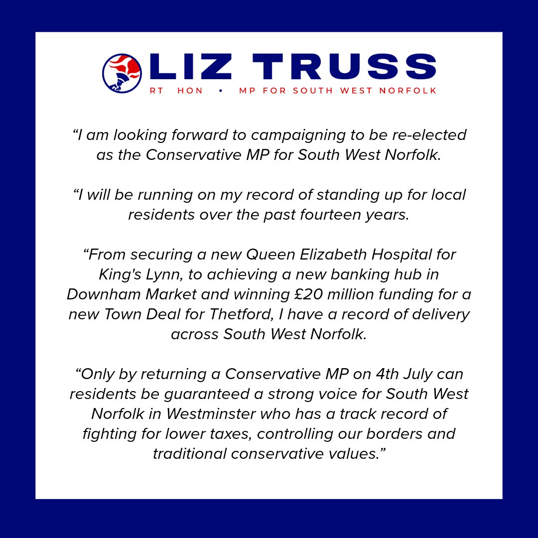 trussliz's tweet photo. The General Election has been called for 4th July 👇 https://t.co/Opna6XBrlE