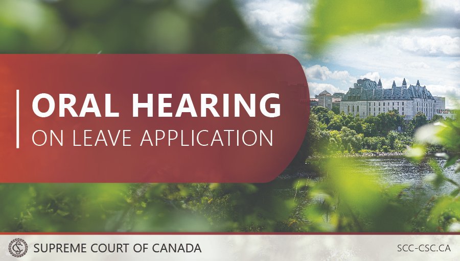 Today, the Supreme Court of Canada heard and dismissed the following application for leave to appeal decisions.scc-csc.ca/scc-csc/news/e…