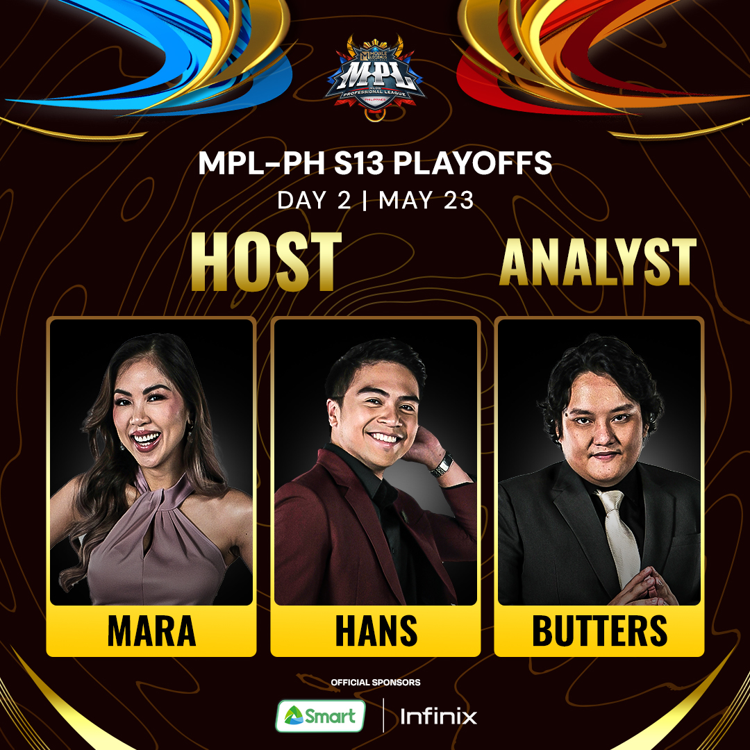 We’re now on Day 2 of the #MPLPH Season 13 Playoffs! 💪

Joining us are these amazing talents behind the Filipino, Bahasa Indonesia, and English desks to walk us through the intense battles we are yet to witness! 🙌

4PM? MPL-PH pa rin! 🥳

#LakasNgPinas #MPLPhilippines #MLBB