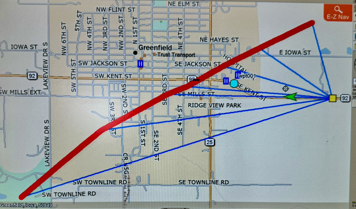 Very prelim analysis of DOW data show >250 mph peak winds, possibly high as 290, at 44 m (144 ft) above ground in Greenfield, IA. Tornado very intense & also very small, so worst winds were in narrow swath. Raw data from DOW7 (L); Prelim DOW-measured center path. POD blue dot (R)