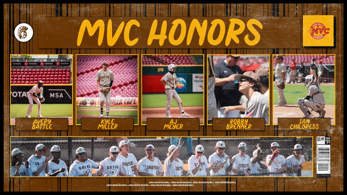 Congrats to our 5 guys on their MVC Honors! 1st Team- Avery Battle '23 and Kyle Miller '26 2nd Team- AJ Meyer '23 Honorable Mention - Robby Brenner '25 and Ian Childress '26 #HailSpartans