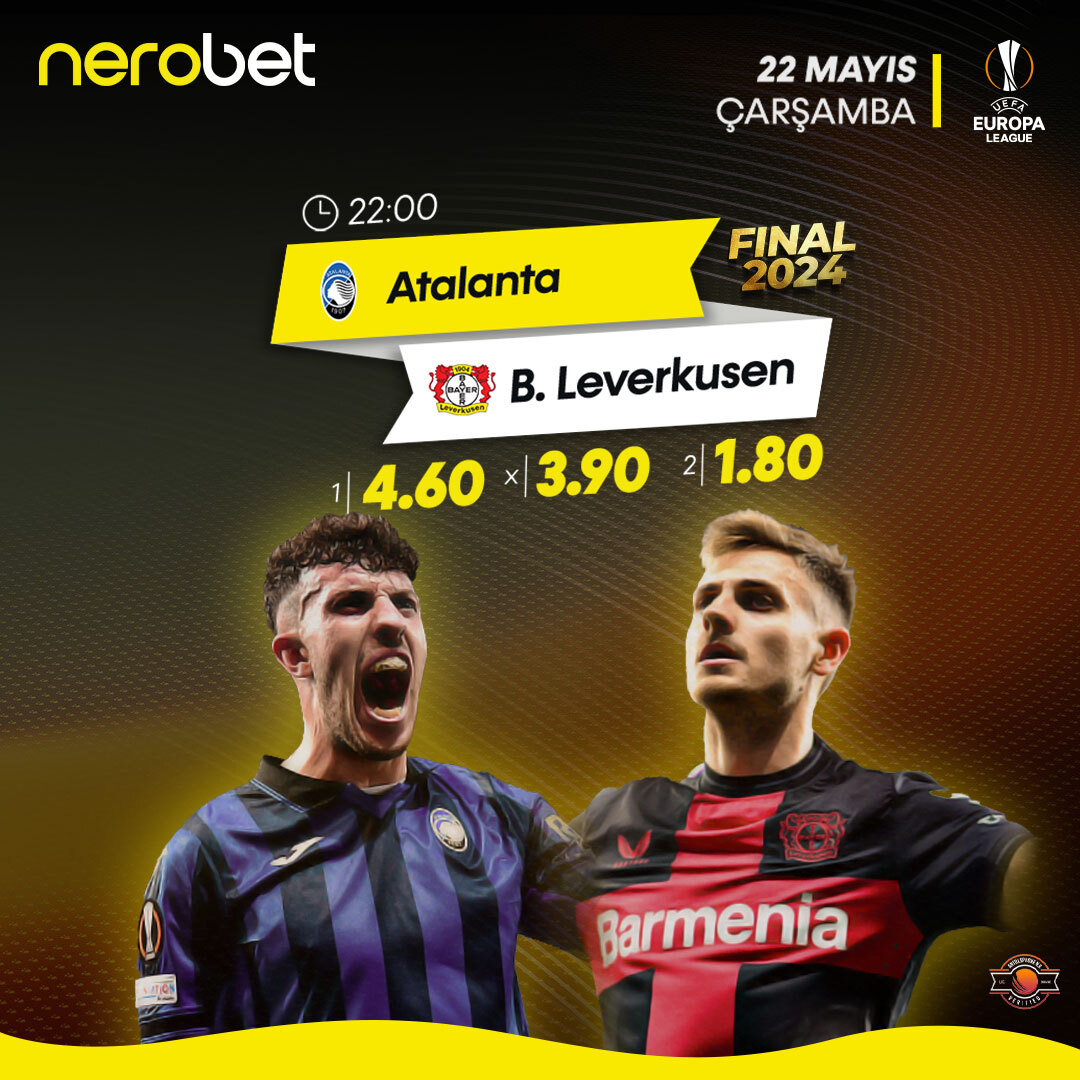 Atalanta-Leverkusen maçı sınırsız canlı bahis seçenekleriyle NERO'da👌👌 NEROBET Güncel Giriş Adresi🔗t2m.io/NRTW Tek maça 50 Bin₺ oynama imkanı😇 #goldenbahis #güncelgiriş #promotion #uel #final