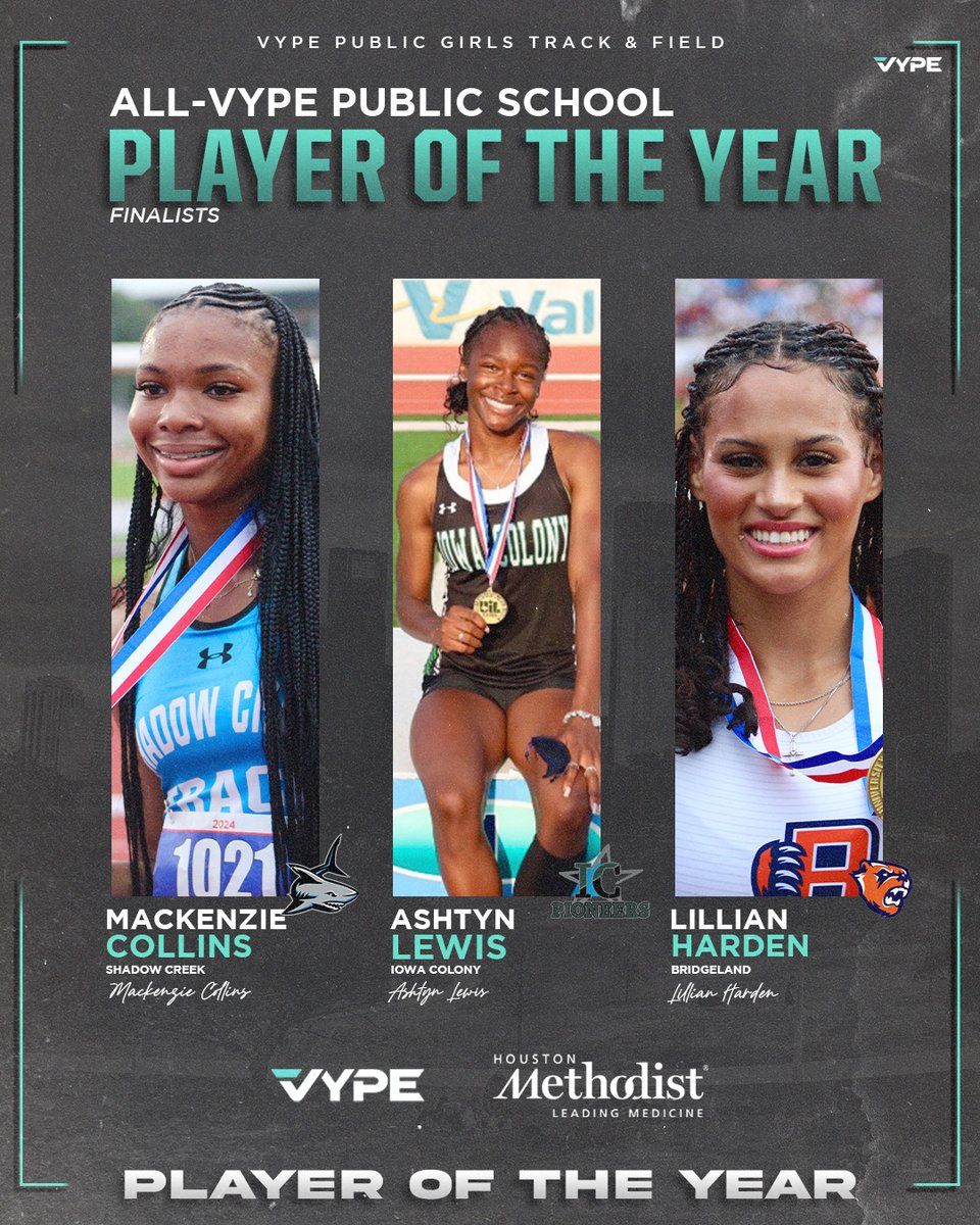 VYPE Houston (@vypehouston) on Twitter photo It is awards season here at VYPE! Here are the finalists for Public School Girls Track & Field Player of the Year presented by <a href="/MethodistHosp/">Houston Methodist</a>!
Tune in tomorrow to find out the Player and Team of the Year #VYPEAwards It is awards season here at VYPE! Here are the finalists for Public School Girls Track & Field Player of the Year presented by <a href="/MethodistHosp/">Houston Methodist</a>!
Tune in tomorrow to find out the Player and Team of the Year #VYPEAwards