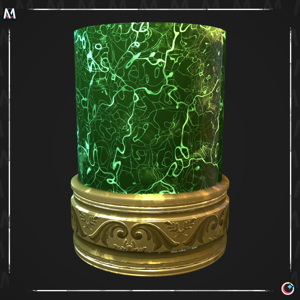 #Mayterials Day 21-22 Grandiose   

Some Gold and Green Marble! 
this time i tried rendering in blender EVEEE, still need to refine a bit my blender rendering skills (maybe next time i'll render directly in a game engine like i'm accustomed to!)

<a href="/TheClubDiscord/">The Club</a> #Mayterials2024