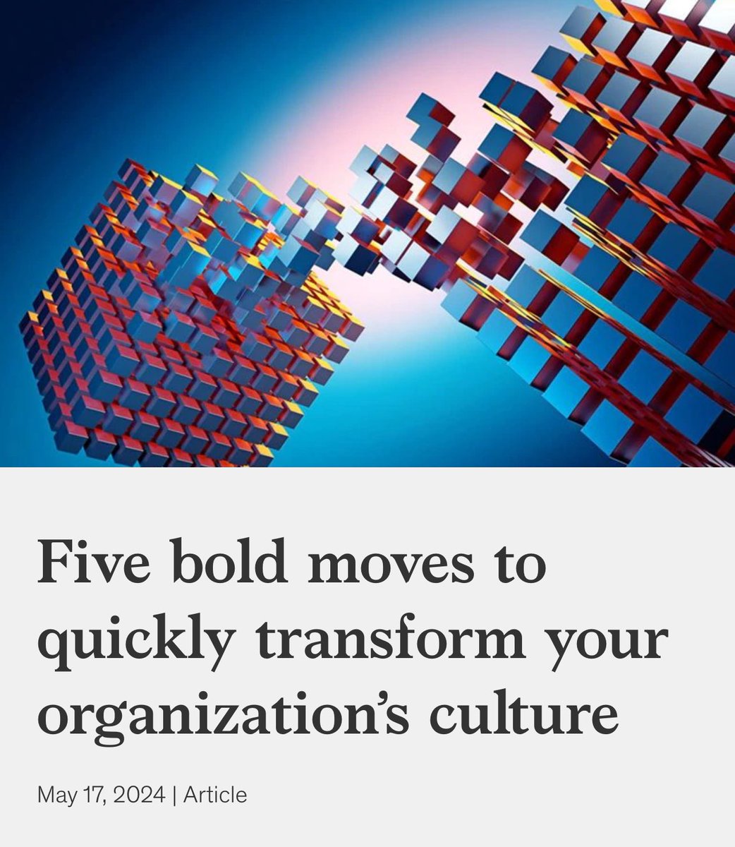 “An #InclusiveCulture is now a must for companies that want to meet talent, performance, and productivity objectives. Five moves can help #leaders accelerate the process of turning around their cultures.” —@McKinsey

“A #CognitiveCulture is vital.” —JRDjr

mckinsey.com/capabilities/p…