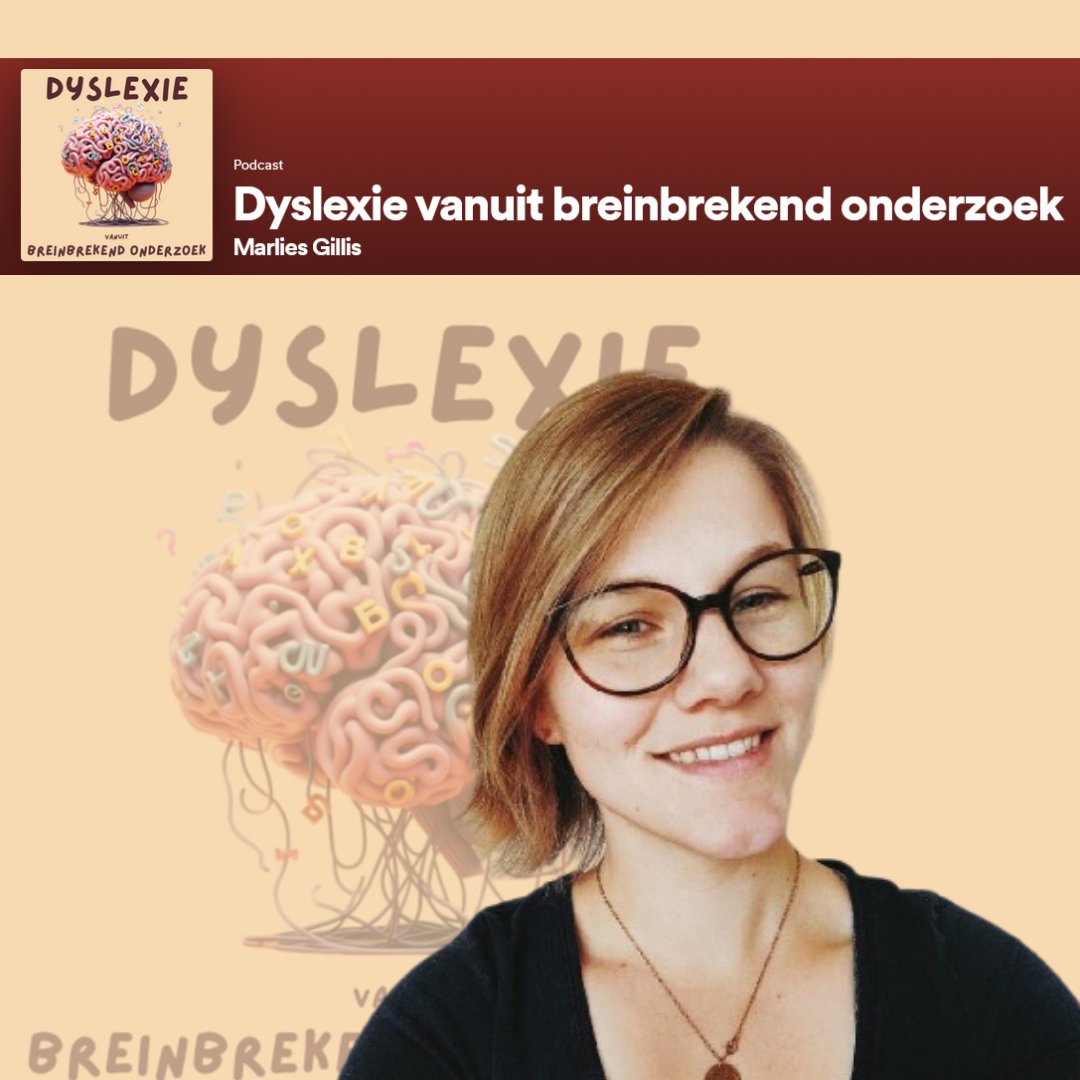 De podcast 'Dyslexie vanuit breinbrekend onderzoek' van Marlies Gillis, Researcher at ExpORL (KUL) is te beluisteren!  In 6 afleveringen gaat Marlies in gesprek met zus Lisa en met professoren .van Bergen, Wouters, Vandermosten, Ghesquière &amp; Tops.   👉 spoti.fi/4bvRBwQ
