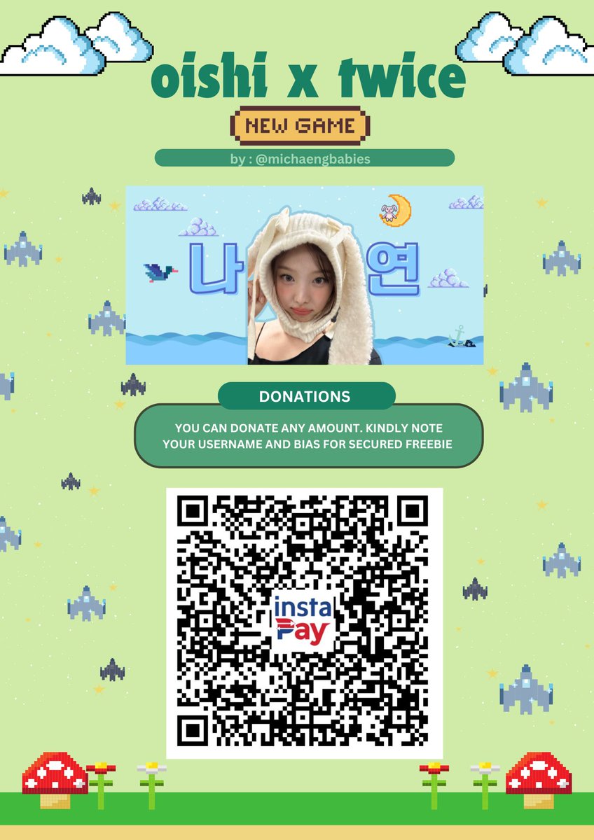 michaengbabies's tweet image. [COMPLETE POST]

OISHI x TWICE fanmeet freebies!💚

Member’s Banner or CBI cover

☆ mbf, like &amp;amp; rt
☆ strictly 1:1 (limited qty per mem)
☆ exact time and loc TBA

— open for donations (scan qr for donations to add qty per mem for banner)